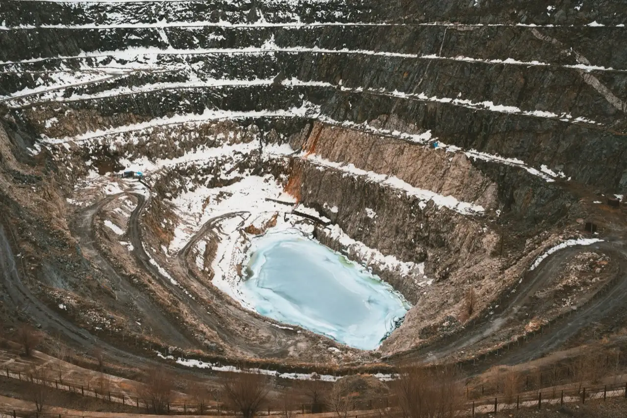 Aerial view of an open-pit mine