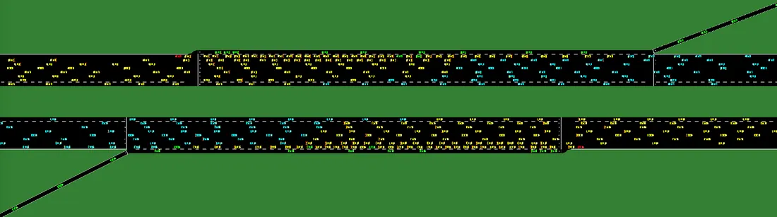 High-density highway traffic simulation scene